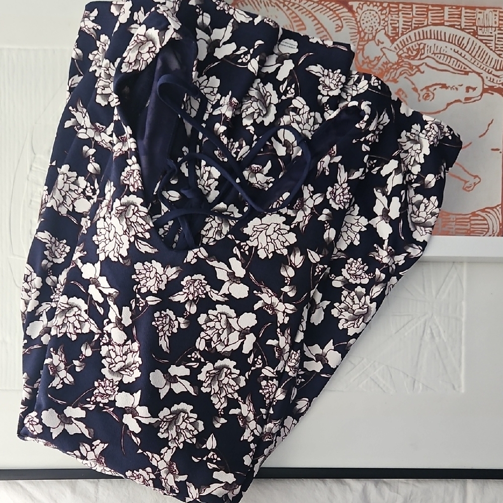 Floral Navy and White Dress